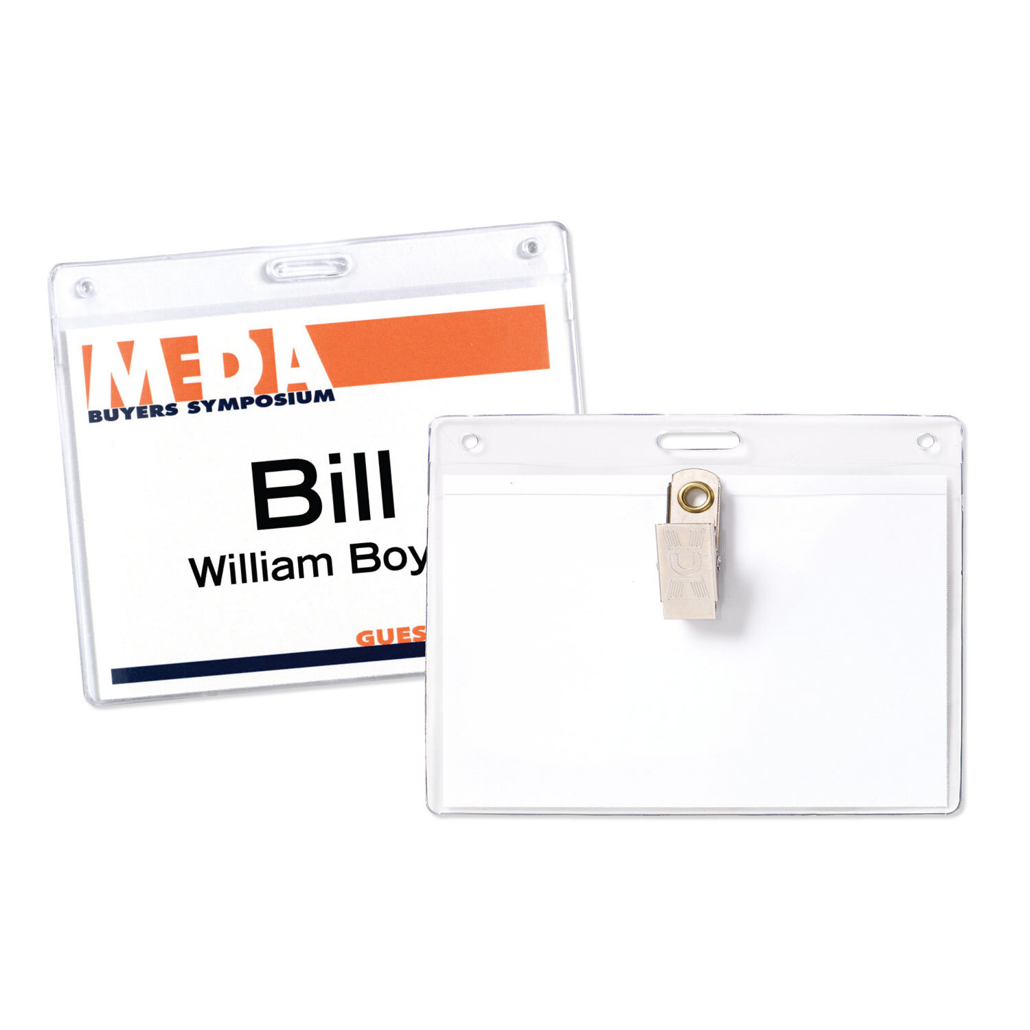 Preferred Vinyl Name Tag Holder, Clip/Slot, 4" x 3", HVLLG pc/nametag